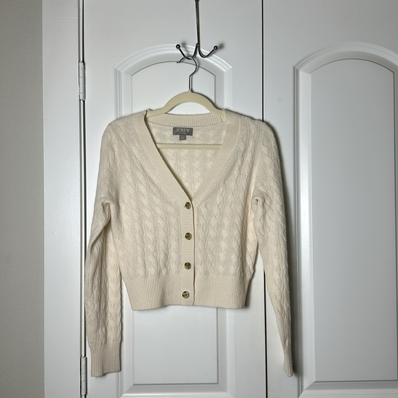 J.crew cardigan shurken cableknit v neck cashmere sweater - small - Picture 2 of 5
